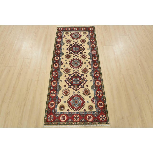 Farmhouse Kazak Runner 2’7” X 6’2” Red Wool Tribal Hand-Knotted Oriental Rug For Sale - Image 3 of 12