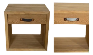 Wooden Nightstand With Swappable Handle