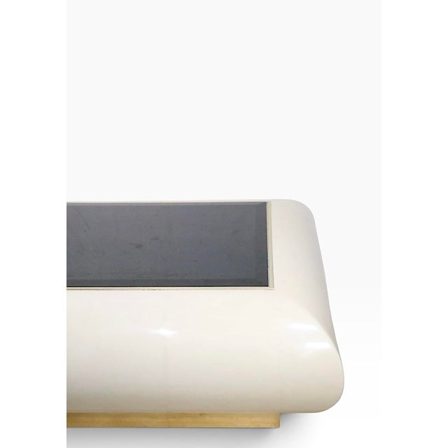 Off-white Space Age Lacquer and Glass Modernist Coffee Table C. 1970's For Sale - Image 8 of 18