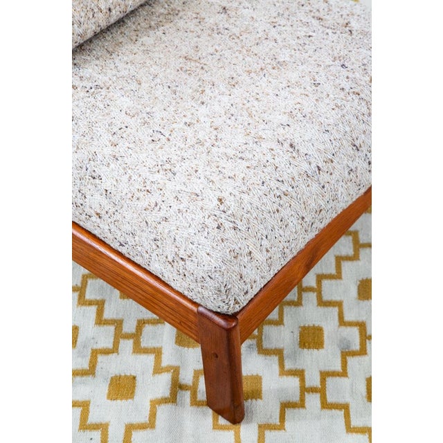 Wood 1960s Mid Century Danish Modern Lounge Chair Side Solid Teak Wool Denmark Oatmeal MCM For Sale - Image 7 of 12