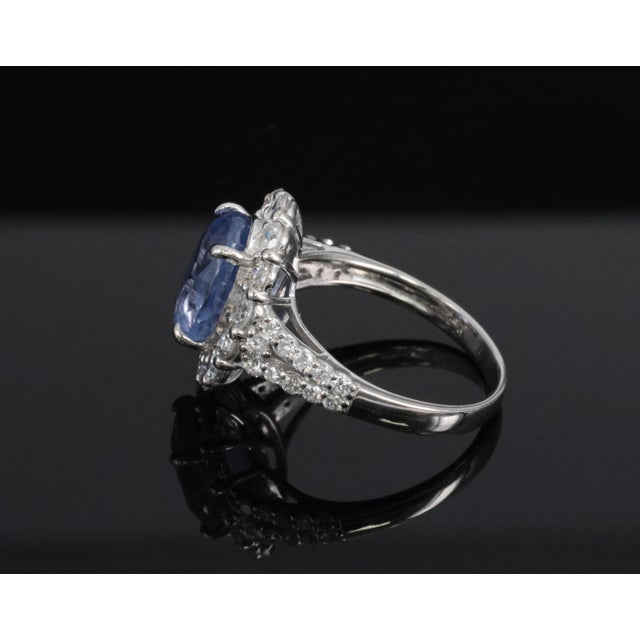 Late 20th Century 4.71ct Gia Ceylon No Heat Sapphire & 1.32ct Diamond Platinum Ring Size 6.25 For Sale - Image 9 of 15