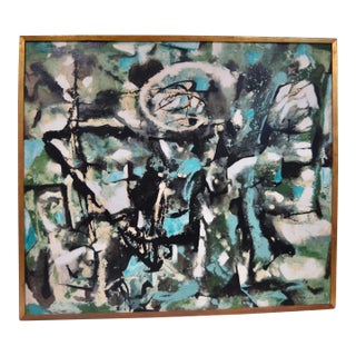 Felix Ruvolo Oil Painting on Canvas, 'Kinectic Moment' Signed and Dated 1951 For Sale