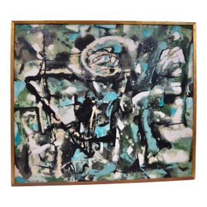 Felix Ruvolo Oil Painting on Canvas, 'Kinectic Moment' Signed and Dated 1951