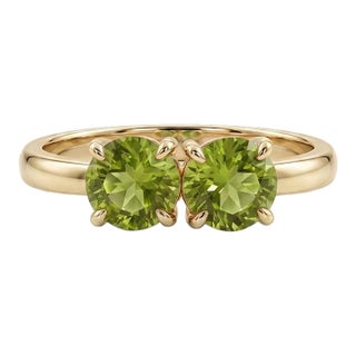 Peridot Toi Et Moi Ring • Unique Gemstone Statement Ring • August Birthstone Gift Us 7 For Sale
