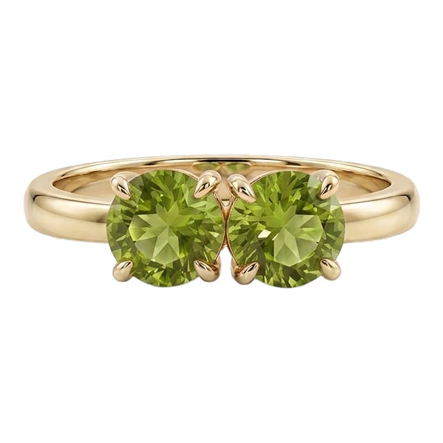 Peridot Toi Et Moi Ring • Unique Gemstone Statement Ring • August Birthstone Gift Us 7 For Sale