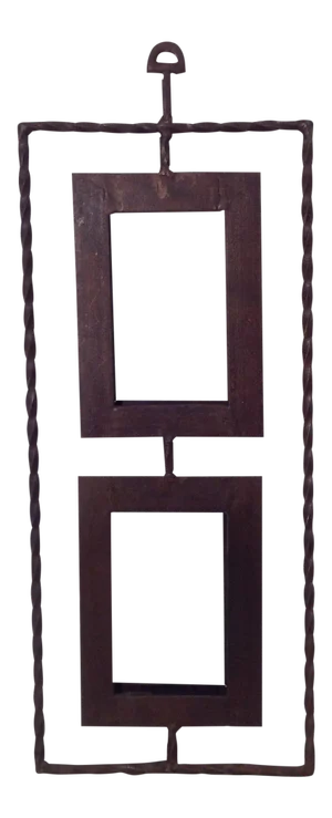 Early Rustic Hand Wrought Iron Double Frame