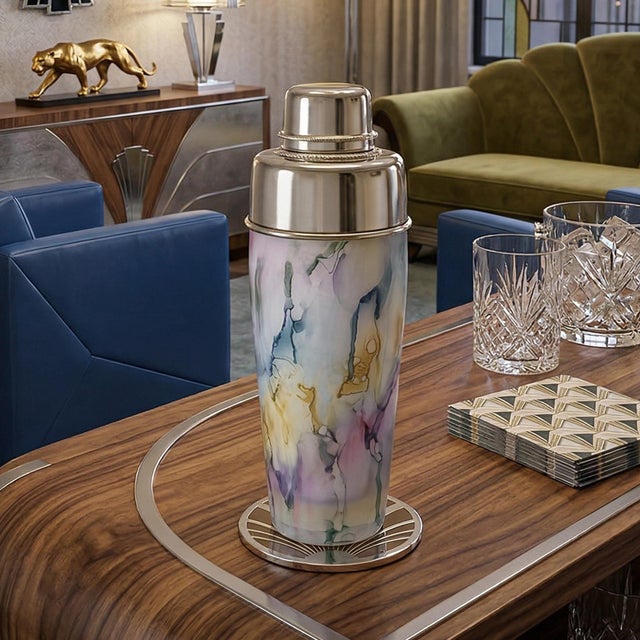 1970s Exquisite cocktail shaker, a masterclass in Italian glassmaking. Hand-blown in Murano, Italy, this piece features a...