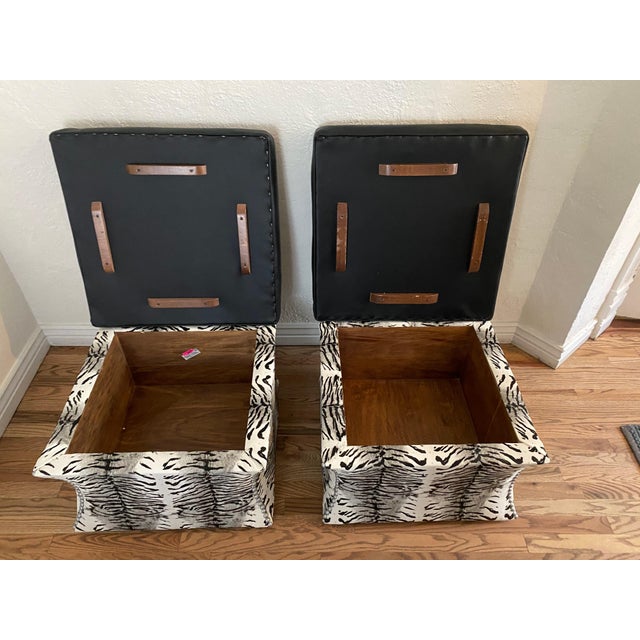 Zebra Print Ottomans With Storage, a Pair Chairish