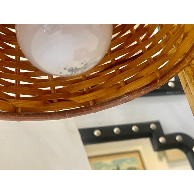 French Bamboo & Rattan Double Light Table Lamp For Sale - Image 13 of 16
