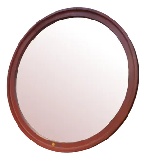 Large Industrial Round Wooden Mirror, 1920s