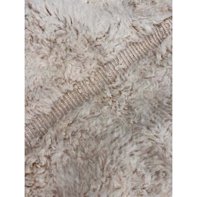 Textile Large Moroccan Beni M’rirt Rug 7'10" X 11'6" – Luxury Handwoven Wool Carpet, Minimalist Cream High-End Design For Sale - Image 7 of 9