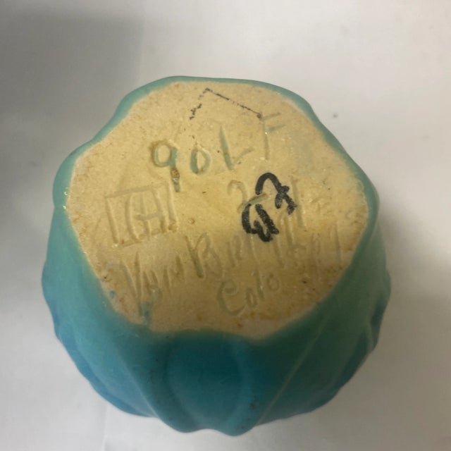 Van Briggle 1940s Van Briggle Ming Blue Butterfly Vase For Sale - Image 4 of 5