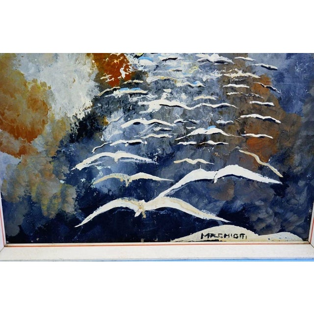 1960s After Michela Marchiotti, Landscape with Seagulls, 20th Century, Oil Painting on Canvas, Framed For Sale - Image 5 of 13