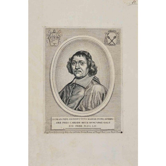 Portrait of Cardinale Retz is an original Etching, realized by Stephan Picart in 1652. The status of preservation Good....