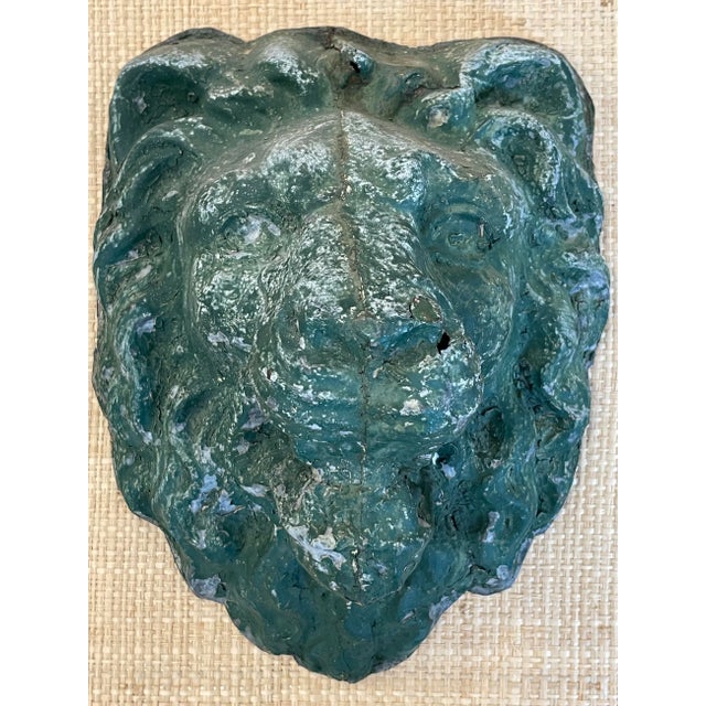 Metal Antique Zinc Architectural Lion Heads - a Pair For Sale - Image 7 of 9