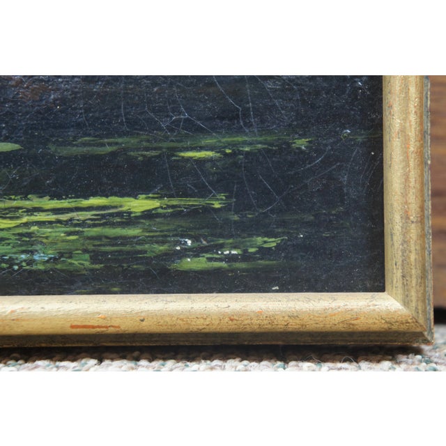 Antique European Fisherman River Cottage Oil Landscape on Canvas by Charles Martin For Sale - Image 12 of 13