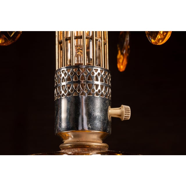 1970s 1970s Hollywood Regency Amber Glass Waterfall Table Lamp For Sale - Image 5 of 7