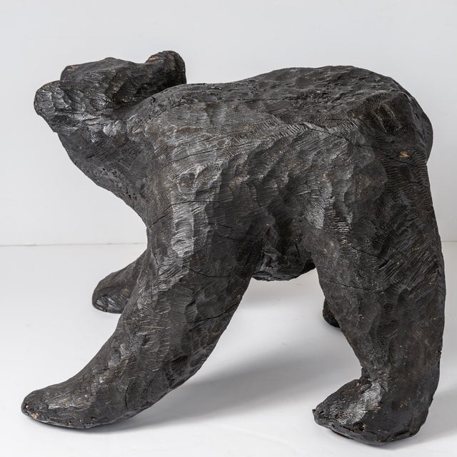 Monumental Hand Carved Wood Rustic Folk Art Prowling Black Bear For Sale - Image 4 of 9