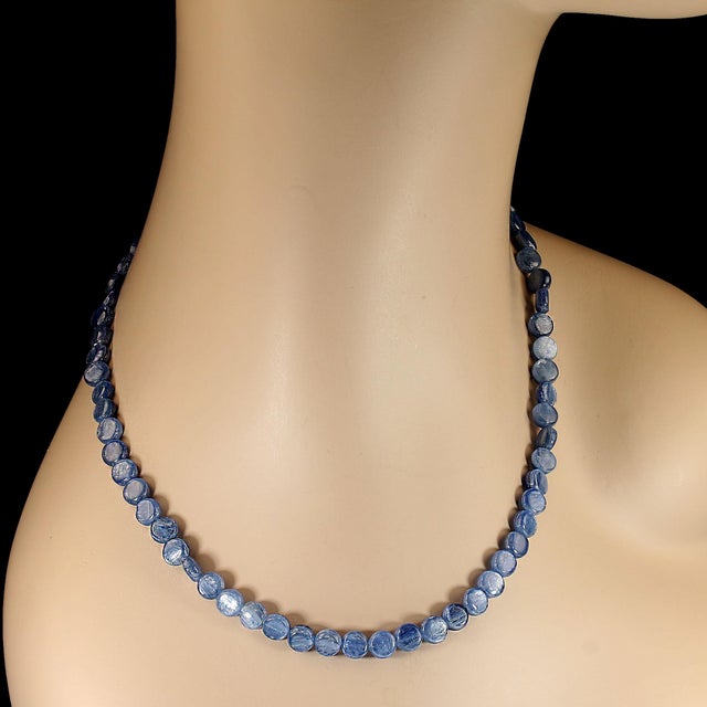 Ajd 18 Inch Glowing Kyanite 7 MM Round Tablet Necklace Great Gift! For Sale - Image 4 of 5