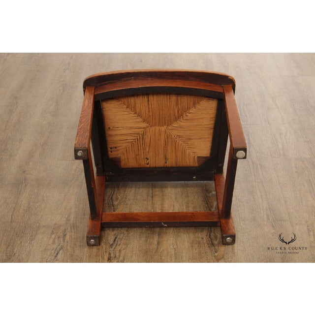 Antique Stickley Brothers Mission Oak Rush Seat Side Chair For Sale - Image 4 of 12