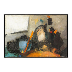Mid-Century Modernist Abstract Interior Still Life in Oil on Canvas by Weintraub