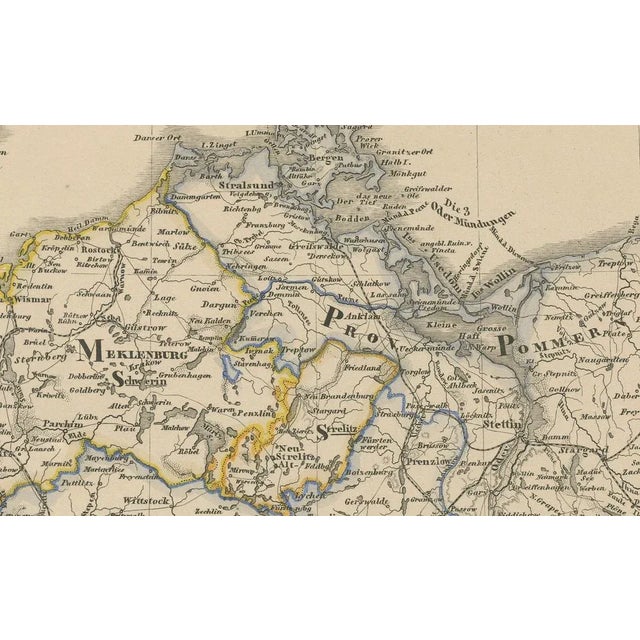 Antique Map of Northeastern Germany with Saxon & Prussian States, 1858 For Sale - Image 3 of 10