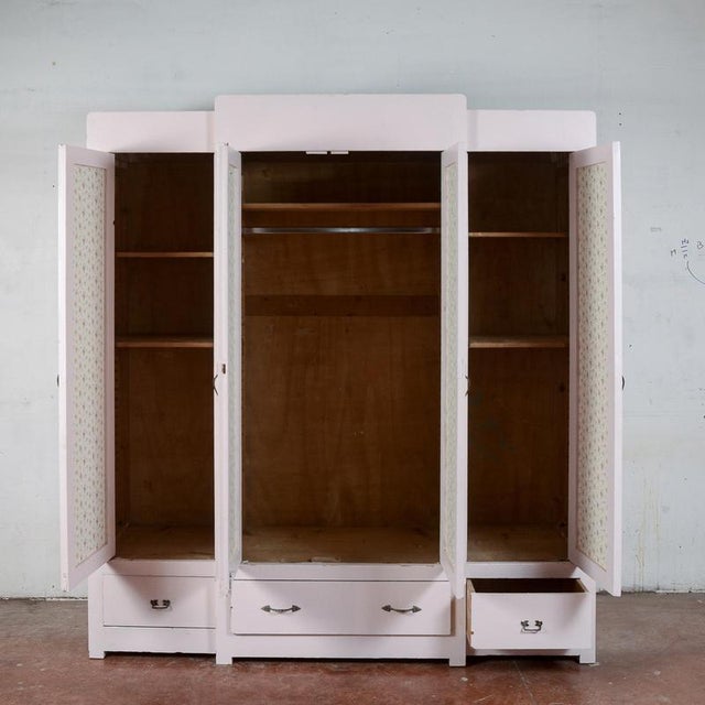 Vintage Pink-Stained 4-Door Wardrobe For Sale - Image 4 of 18