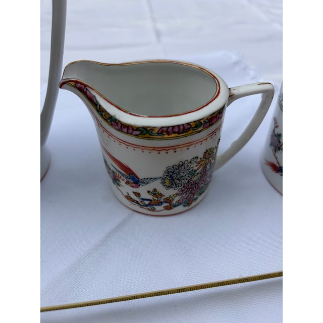 White Vintage Zhongguo Zhi Zao Famille Rose Porcelain Coffee Service Set - Set of 3 For Sale - Image 8 of 12