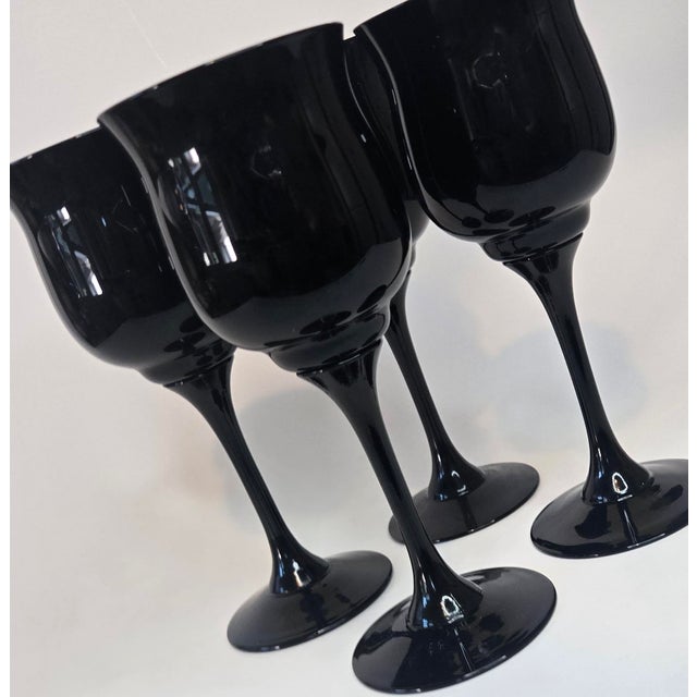 Vintage Onyx Black Goblets- Set of Four For Sale - Image 4 of 10