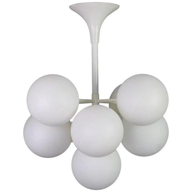 Swiss Atomic White Chandelier by E.R. Nelel for Temde, 1960s For Sale - Image 6 of 6