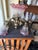 Vintage 3 Light Brass Wall Sconce With Vianne Gas/Electric Shades For Sale - Image 12 of 12