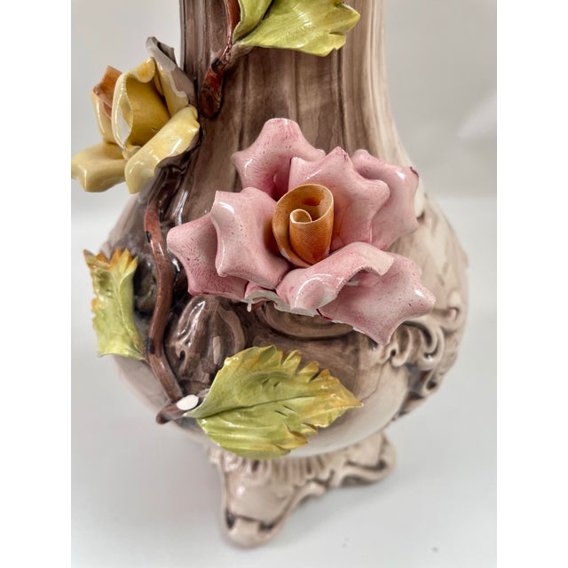 Tall Vintage Capodimonte Porcelain Floral Vase, Made in Italy For Sale - Image 9 of 10