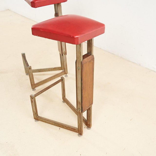 Stools in Wood and Metal, 1970s, Set of 2 For Sale - Image 4 of 7