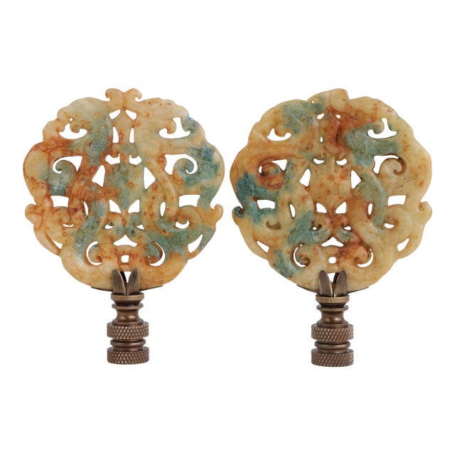 Chinese Fox Variegated Stone Lamp Finials a Pair Chairish