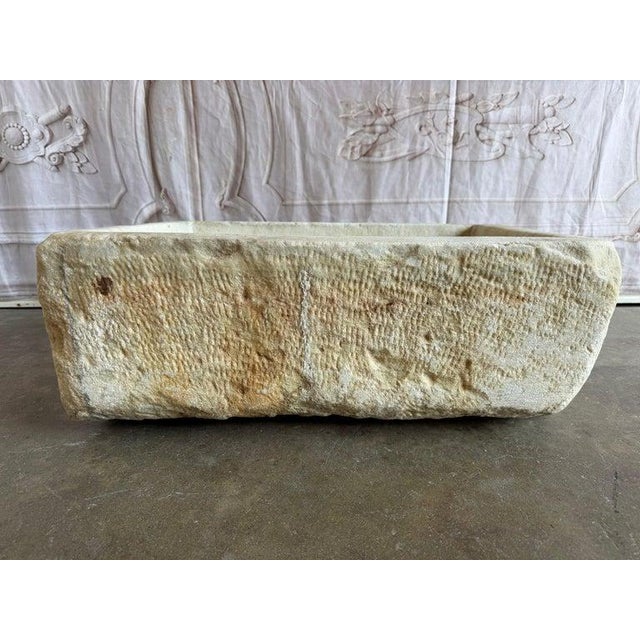 1900 - 1909 Antique Hand-Carved Stone Farmhouse Sink Basin With Rustic Architectural For Sale - Image 5 of 11