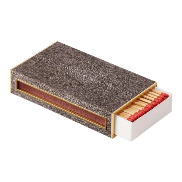 AERIN Faux Shagreen Oversized Match Box, Chocolate For Sale