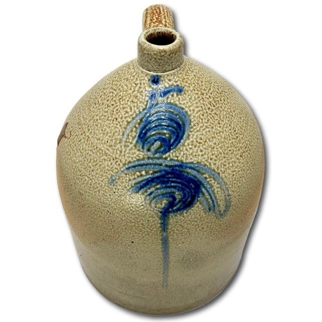 Ceramic Great Looking Giant 5 Gallon Size Antique American Blue "Stinger" Decorated Stoneware Jug - Circa Late 19th Century For Sale - Image 7 of 12