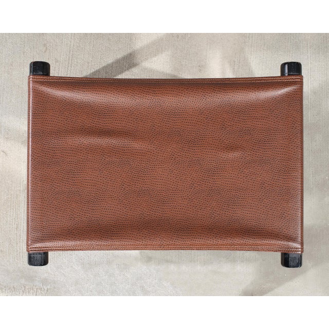 McGuire McGuire Campaign Style Lacquered Oak X Form Stool For Sale - Image 4 of 17