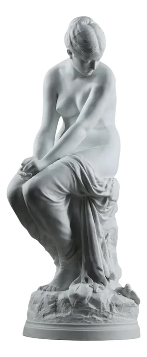 Auguste Joseph Peiffer, Sculpture of Bather with Swallows, 1880, Porcelain