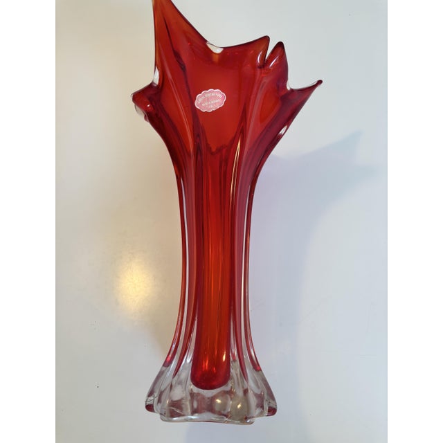 Submerged Blown Red Murano Glass Vase, 1960s For Sale - Image 10 of 10