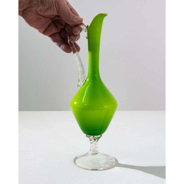 Italian 1960s Italian Green Glass Jug For Sale - Image 3 of 8