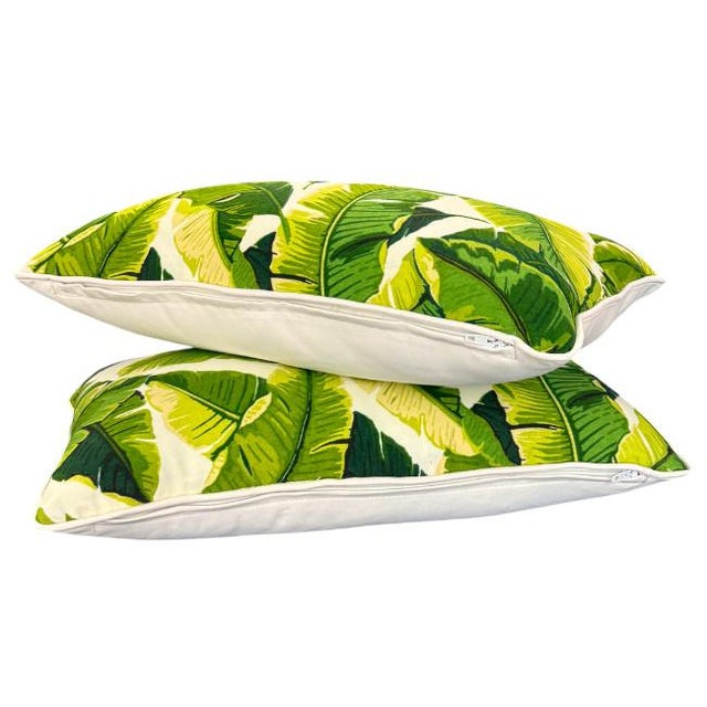 2020s Pair of Tropical Banana Leaf Lumbar Pillows Indoor/Outdoor For Sale - Image 5 of 8