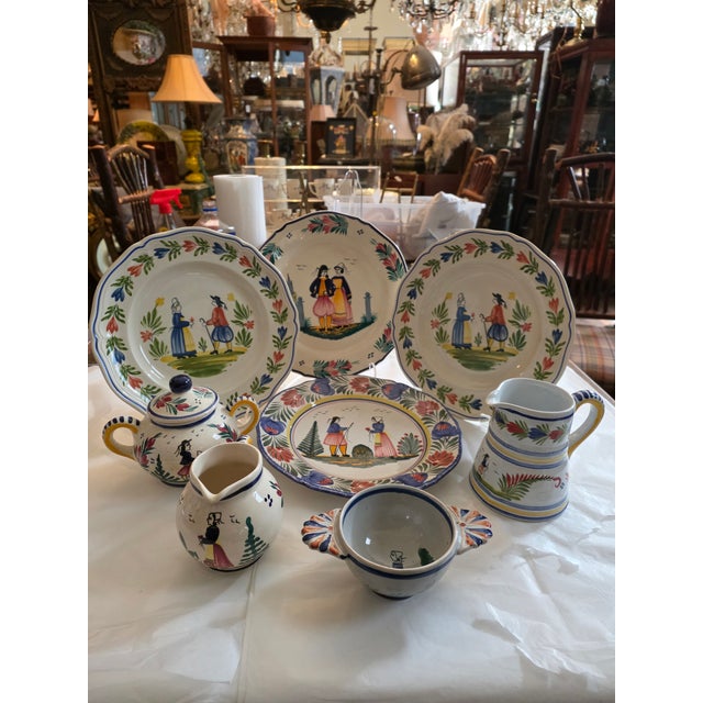 Collection of Eight Quimper French Faience Serveware Pieces For Sale - Image 16 of 16