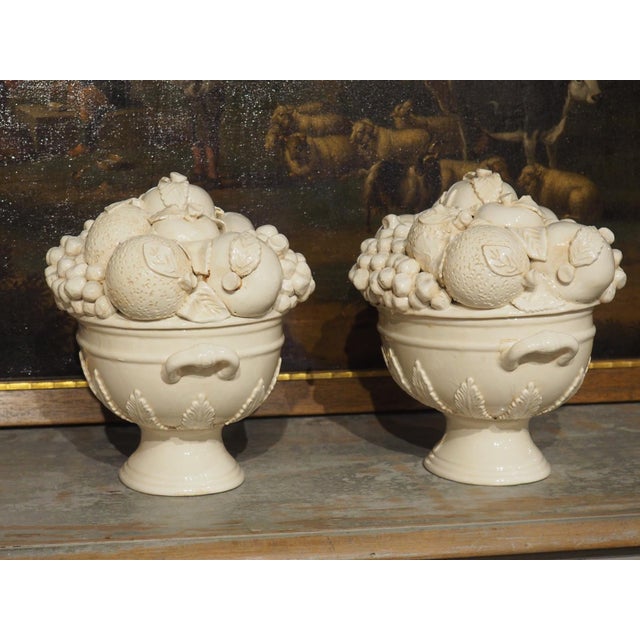 A Pair of Italian 2-Piece Creamware Fruit Bowls For Sale - Image 11 of 17