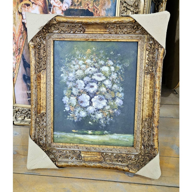 Bring romantic elegance to your interior with this captivating floral still life painting, featuring a lush bouquet of...