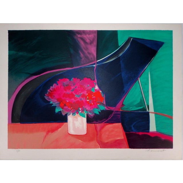 Claude Hemeret, Bouquet rose sur le piano, Lithograph For Sale - Image 8 of 8