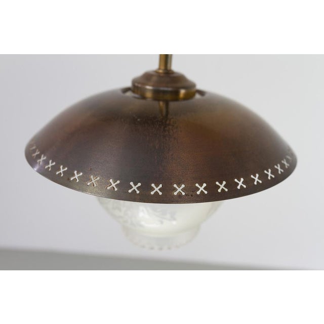 Scandinavian Art Deco Floor Lamp in Brass and Glass, 1920s For Sale - Image 11 of 18