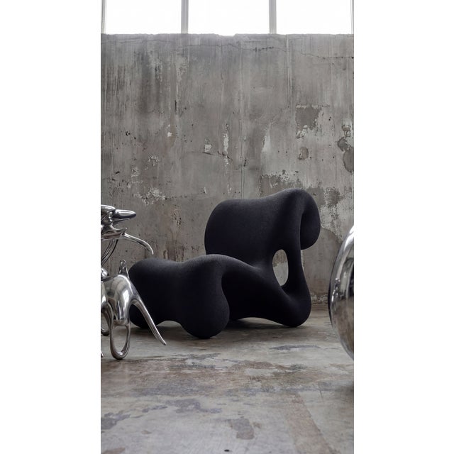 3D Printed Black Sand Sculptural Chair by Bryant Creative Industries S.L. For Sale - Image 4 of 7