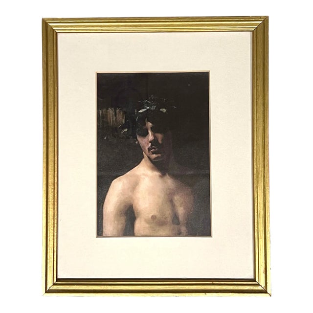 John Singer Sargent Reprodcution Print “Man Wearing Laurels” 1874-1880 Lacma Assoc. Framed. For Sale