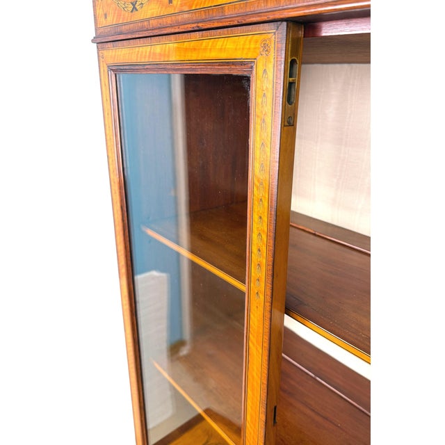 Brown 19th Century Satinwood Display Cabinet attributed to Edwards & Roberts, 1890 For Sale - Image 8 of 18